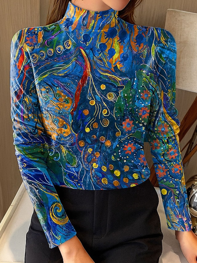 Women's Tunic Tee Print Floral Graphic Elegant Vintage