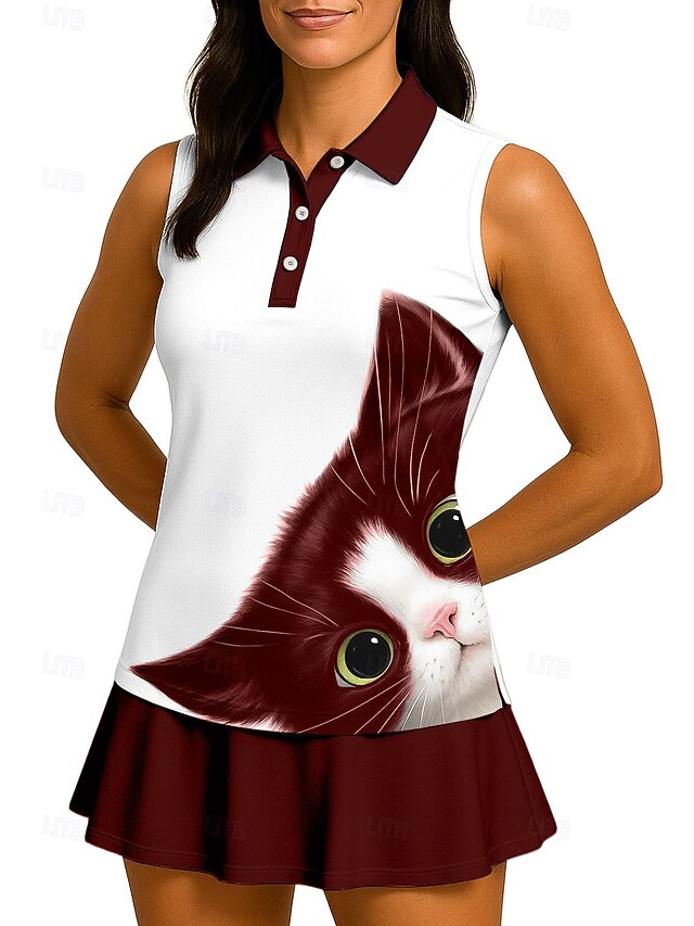 Women's Unisex Animal Cat Sport Shirt Golf Polo Shirt Tank