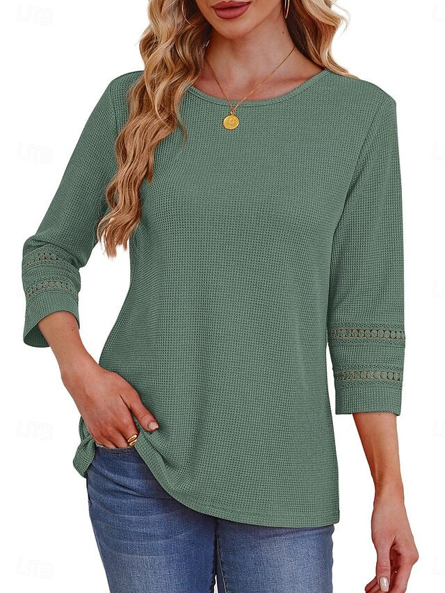 Women's Blouse Lace Patchwork Solid Color Stylish Casual