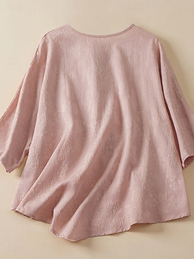 Women's Shirt Cotton Linen Shirts Blouse Faux Cotton Linen