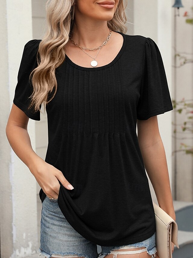 Women's T Shirt Tee Top Ruched Plain Fashion Stylish