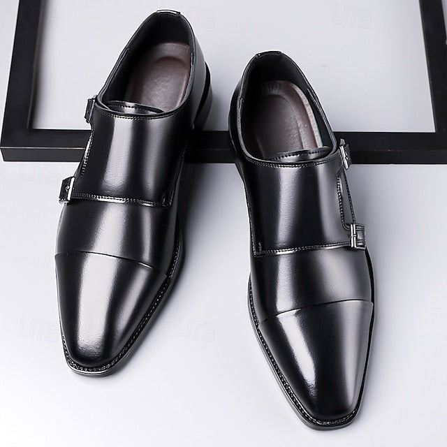 Leather Monk Double Strap Elegant Men's  – Shoes