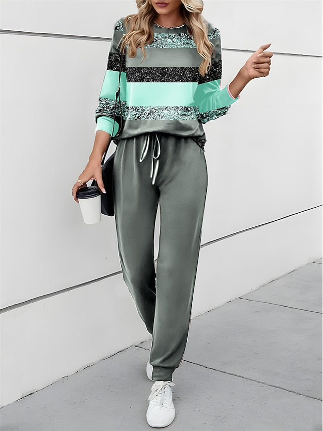 Women's 2 Pieces Sweatshirt Tracksuits Active Daily