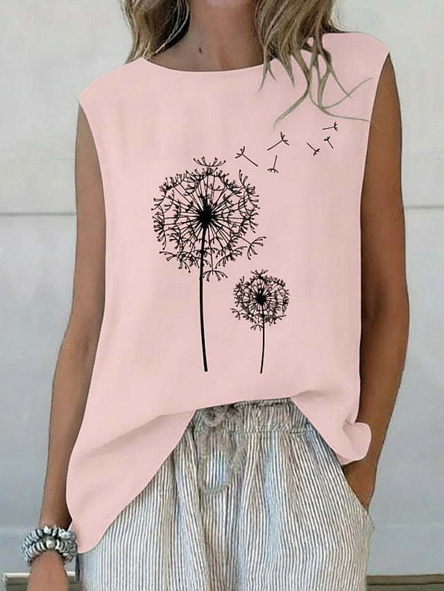 Women's Summer Tops Blouse Sleeveless Shirt Print Graphic