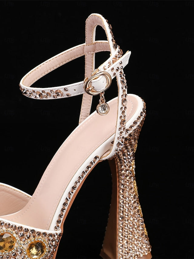 Glamorous Women's with Sandals Platform Crystal-Embellished