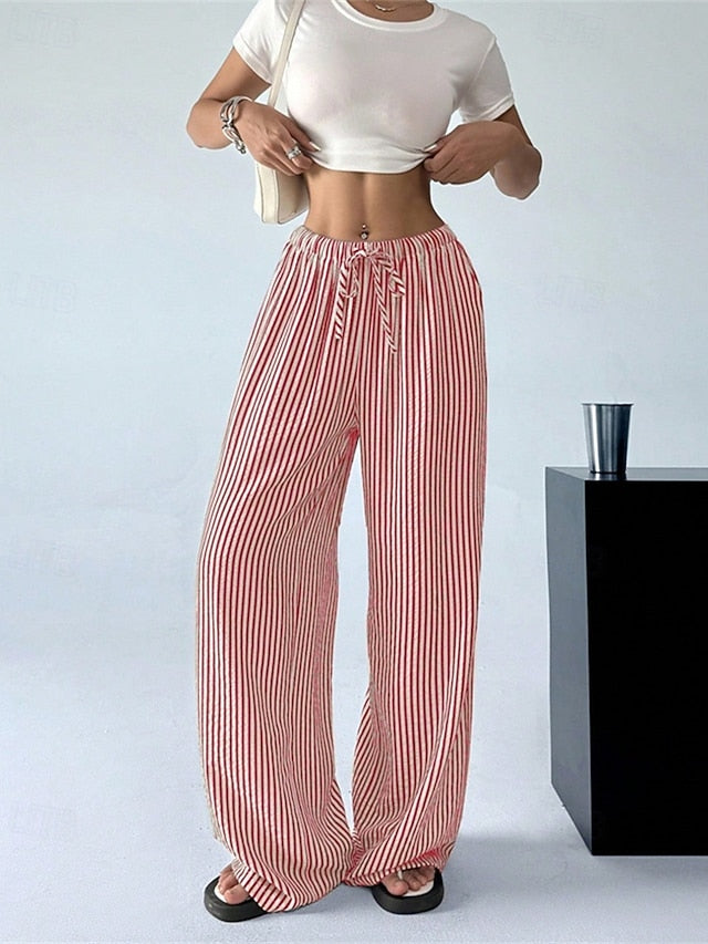 Women's Wide Leg Chinos Pants Trousers Vacation Vintage