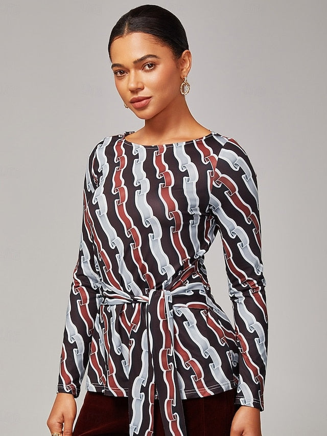 Ripple Print Stretch Off - Shoulder Top