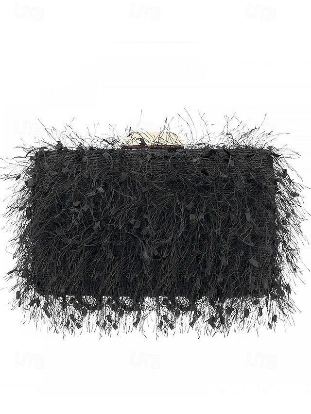 Chain Chic Strap Clutch Women's Evening with Feathered
