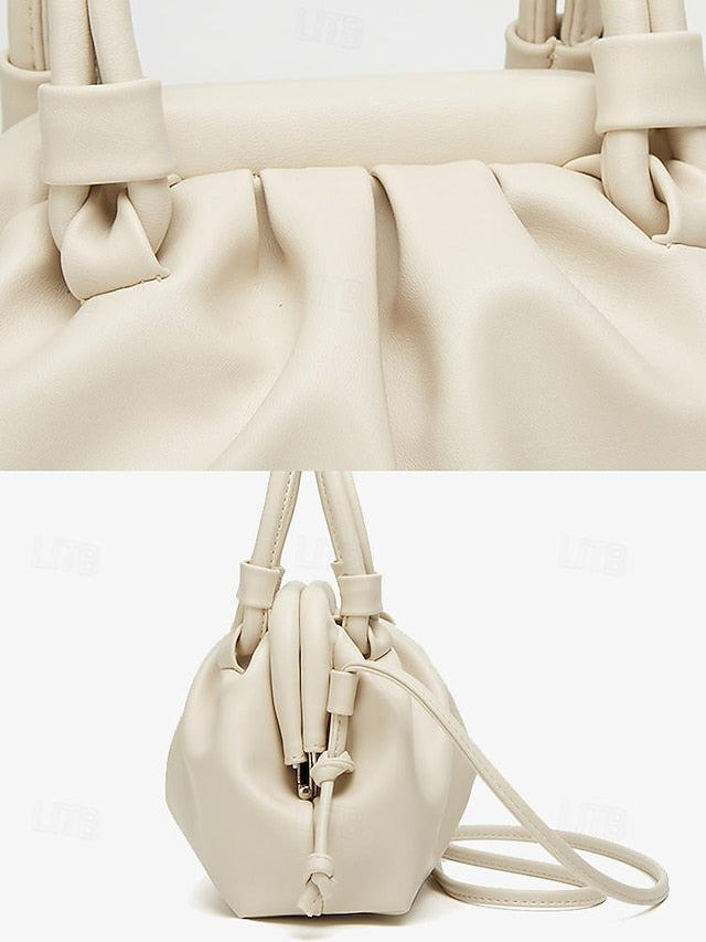 – Handbag Elegant Closure with Cream Drawstring Women's