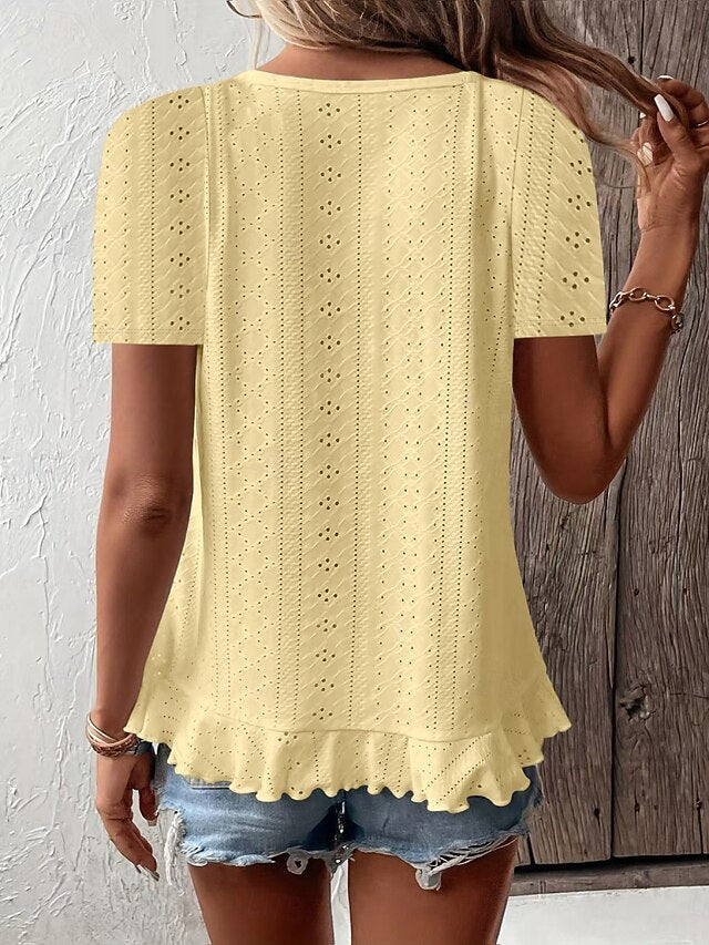 Women's T Shirt Tee Top Embroidered Plain Fashion Stylish