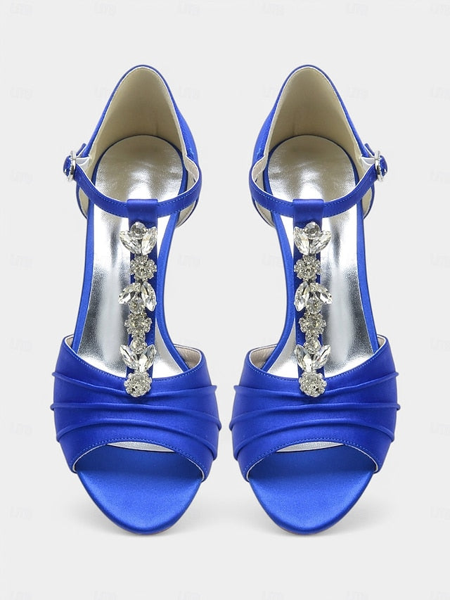 Detail Bridal Crystal Open-Toe Satin with – White Heels