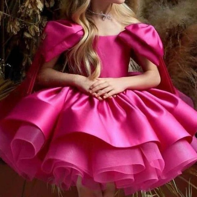 Dress Flower Party Girls' Kids Color Girl Solid