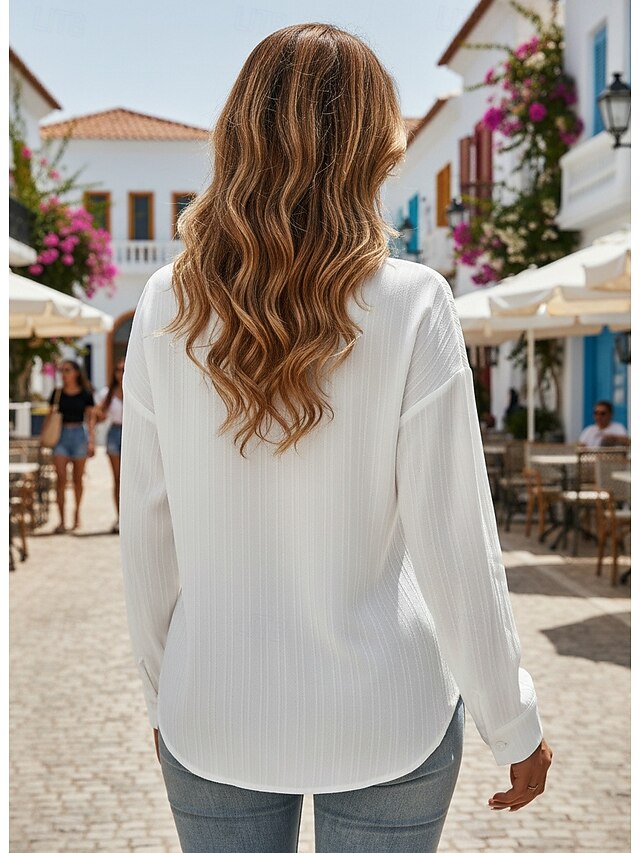 Women's Shirt Blouse Buttons Plain Stylish Classic Modern