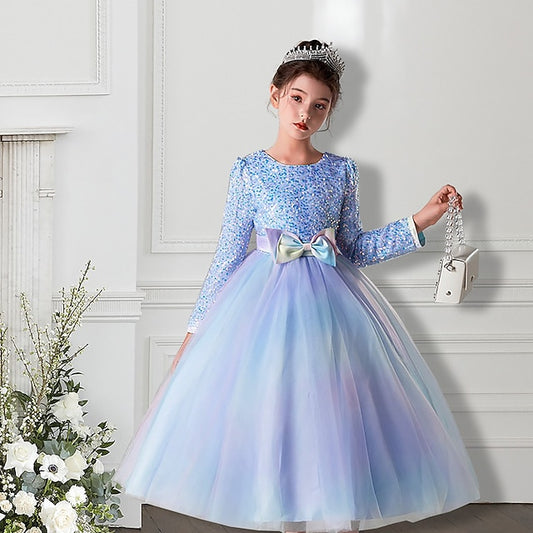 Flower Color Solid Girl Kids Girls' Party Dress