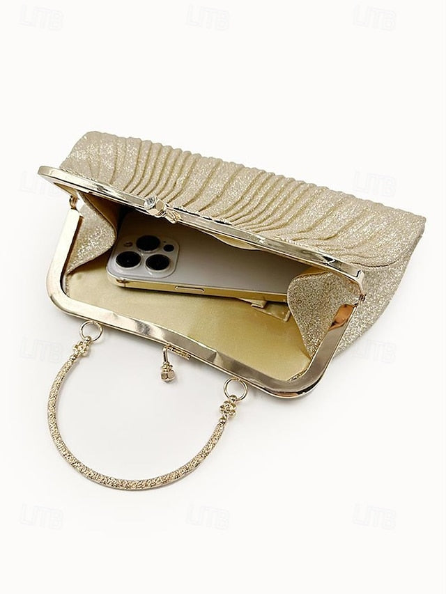 Women's with Evening Purse Clutch Vintage Glitter Pleated