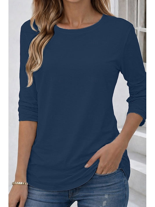 Women's T Shirt 100% Cotton Solid Color Basic Classic