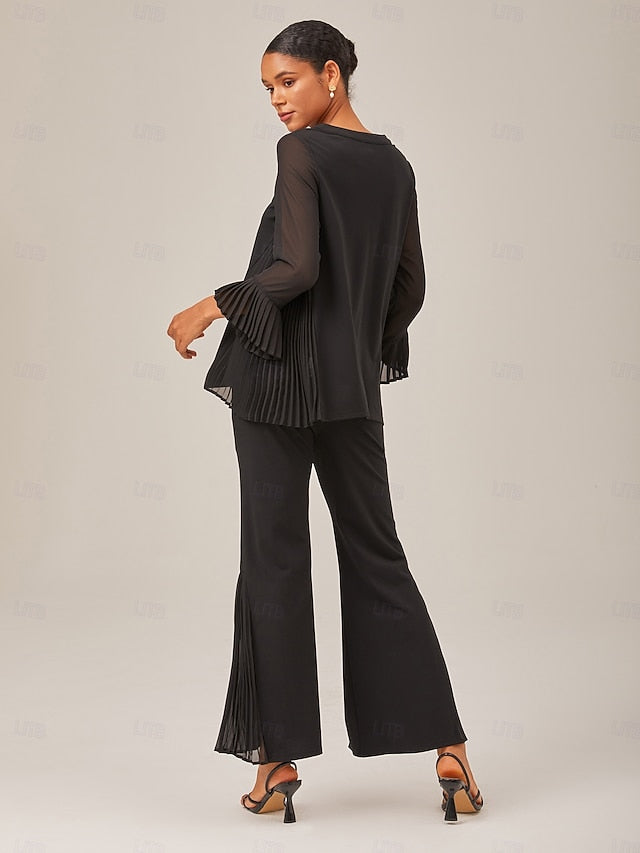Women's Contrast Design Pleated TENCEL Roma Top Curved Hem