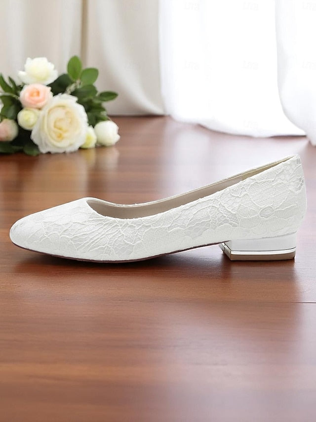 Heel Women's Lace Ivory Wedding Flats Low