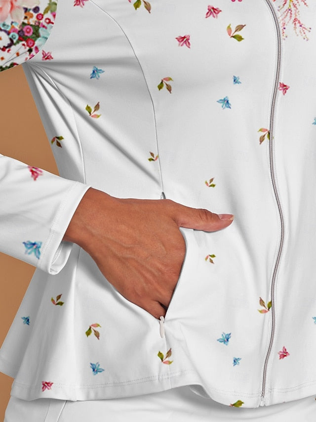 Women's Golf Jacket White Long Sleeve Top Ladies Golf