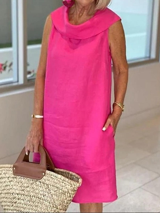 Women's Blue Black Yellow Summer Spring Knee Length Dress