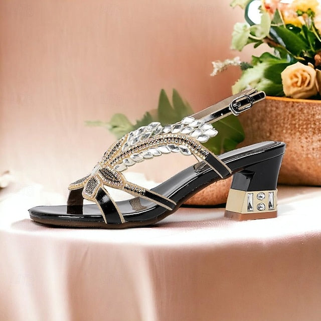 Party Shoes Rhinestone Round Wedding Sandals Women's Toe