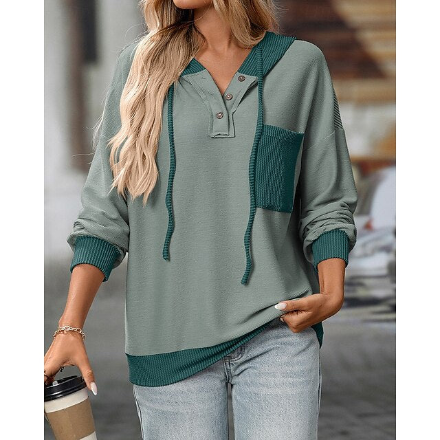 Women's Pullover Sweatshirt Casual Hoodies Drawstring with