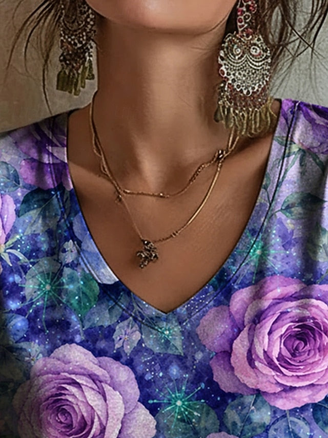 Women's T Shirt Print Floral Graphic Bohemia Vintage Casual