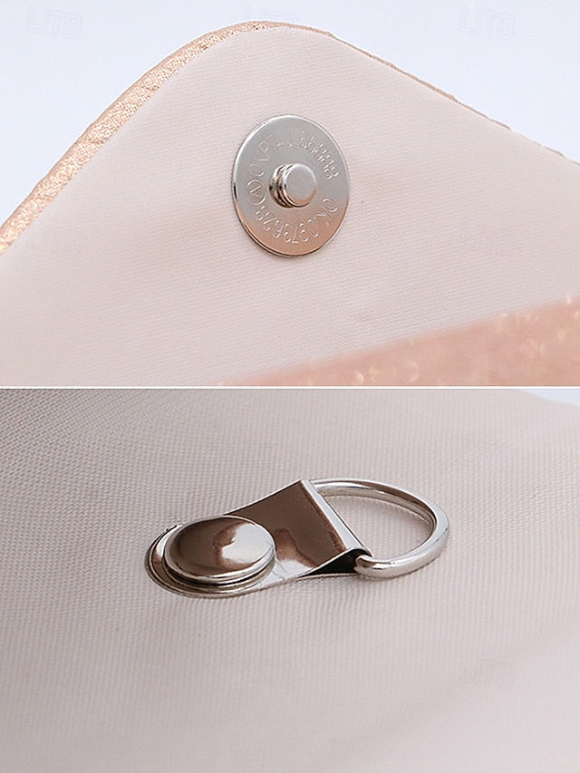 Champagne Pleated Clutch with Bag Glitter Design – Evening