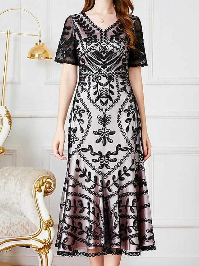 of the A-Line Dress V Party Bride Mother Vintage Elegant