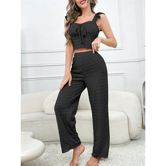 Women's Pajama Set Casual Comfort Pure Color Elastic Waist