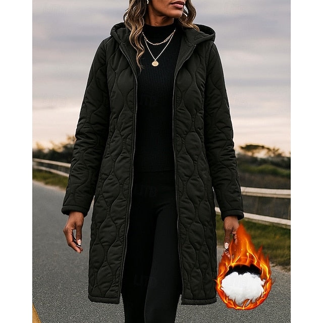 Women's Winter Zip Up Coat Fleece Hoodie Jacket Thick Long