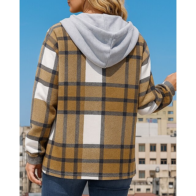 Women's Hoodie Jacket Long Coat Drawstring with Pockets