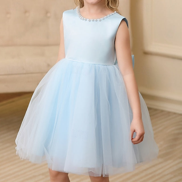 Wedding Dress Color Solid Sleeveless Party Kids Girls'