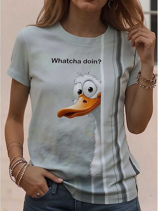 Women's T Shirt Print Graphic Animal Letter Vintage Stylish