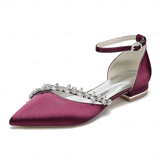Pointed Toe Elegant Flats Wedding Women's – Satin White