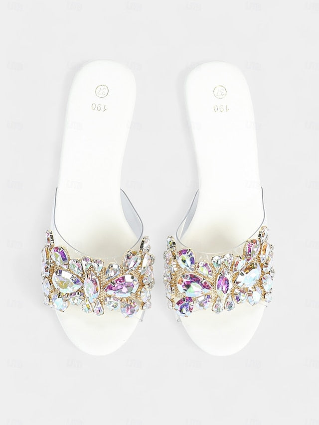 – Women's Embellished Platform Rhinestone Clear Heels