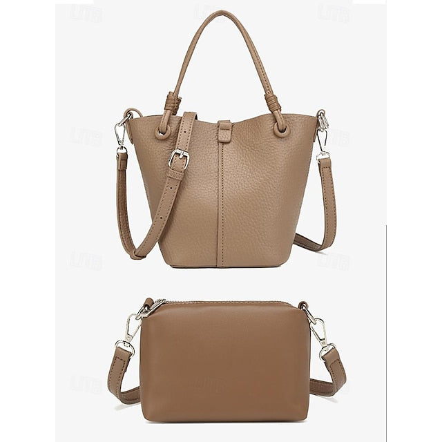 Damen Beutel Stilvolle Tasche Bucket Passend zu – Leder