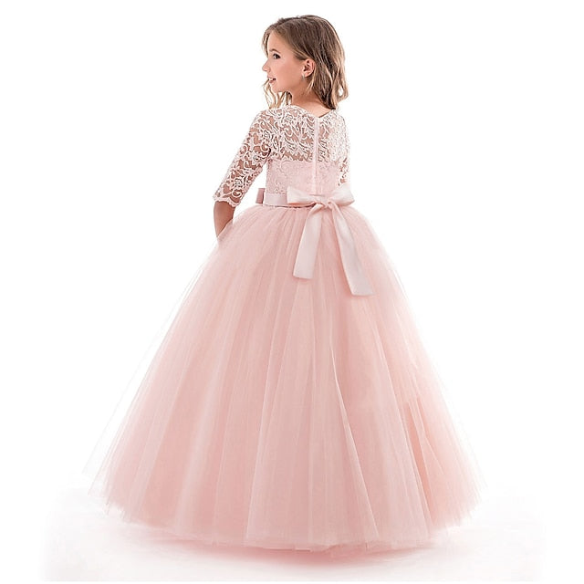 Girl 3-13 Lace Flower Prom Years Princess Dress Kids