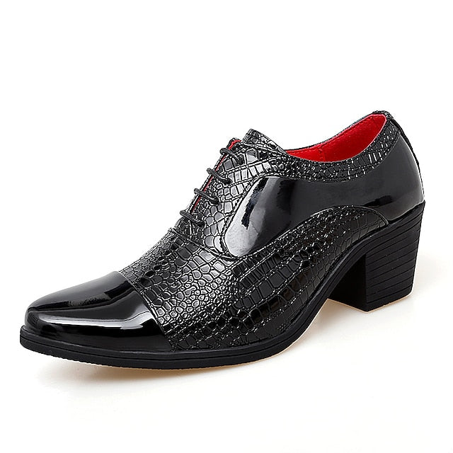 Leather Crocodile Oxford Black Patent Men's Pattern Faux