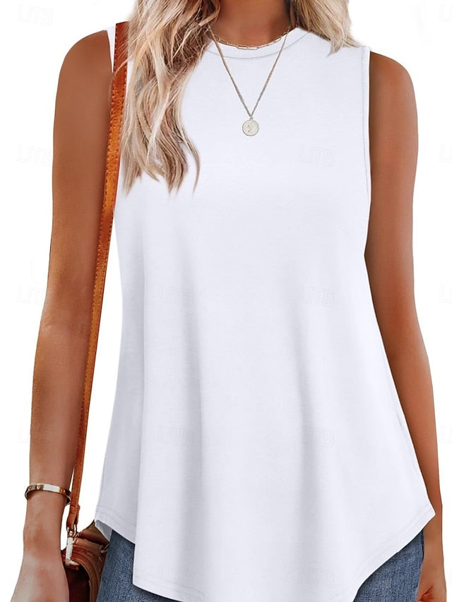 Women's Blouse Print Plain Active Casual Sleeveless Crew