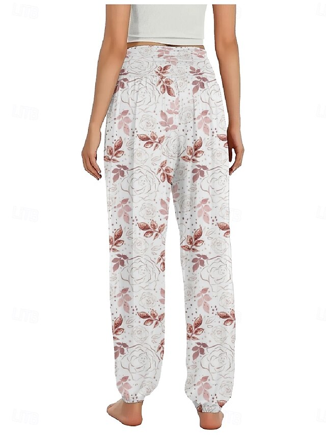 Women's Faux Cotton Linen Wide Leg Pants Trousers Ethnic