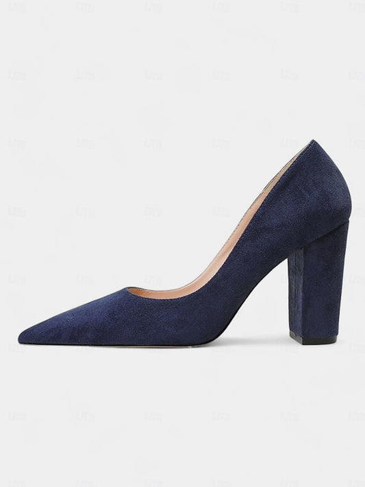 Heel Heels Block | High Pointed Suede Toe Classic Women's