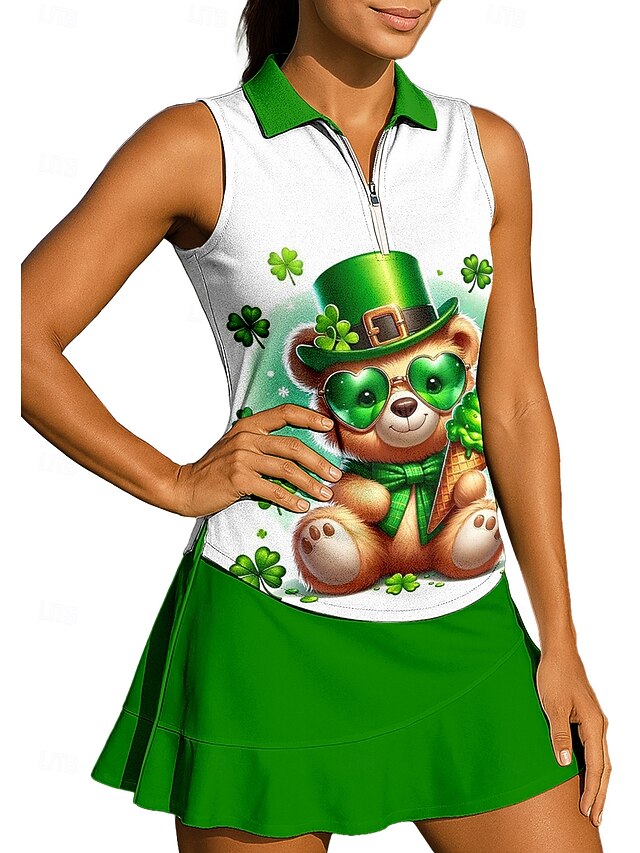 St. Patrick Women's Clover Sport Shirt Golf Polo Shirt Tank