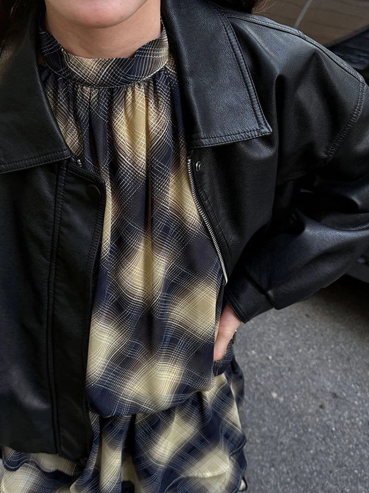 Asymmetrisches Khaki Plaid Neck Sleeveless Top High-Low Uniaue Halter 