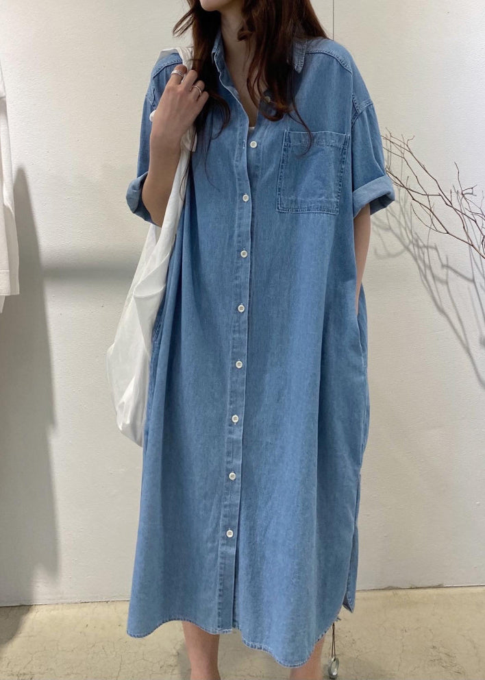 Robe d'été oversize en jean bleu style bohème pour les vacances 