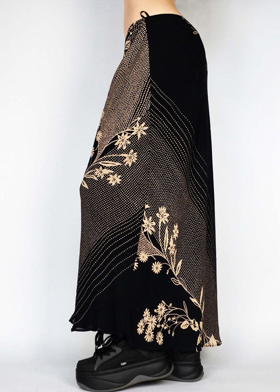 Kunst Niedrige Taille Röcke Drucken Frühling Urlaub Schwarz 