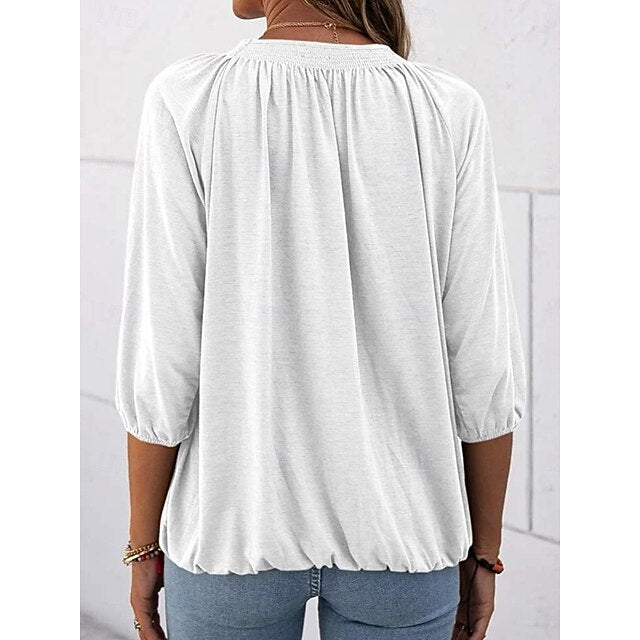 Women's T Shirt Plain Fashion Modern Casual 3/4 Length