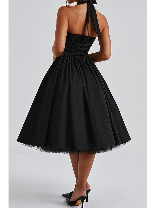 Women's Midi Dress White Dress Graduation Dress Fashion