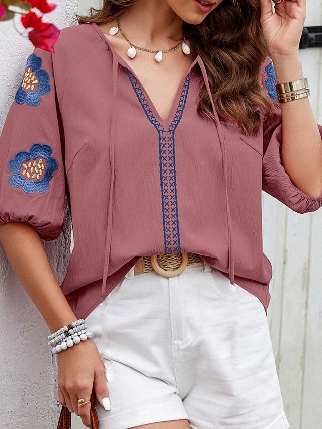 Women's Popover Shirt Summer Shirt Casual Shirt Blouse