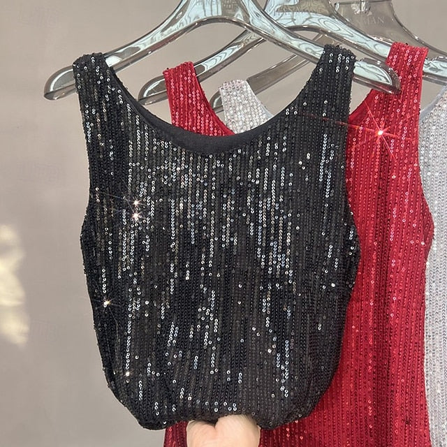 Women's Blouse Sequin Tops Camisole Tank Top Sequins